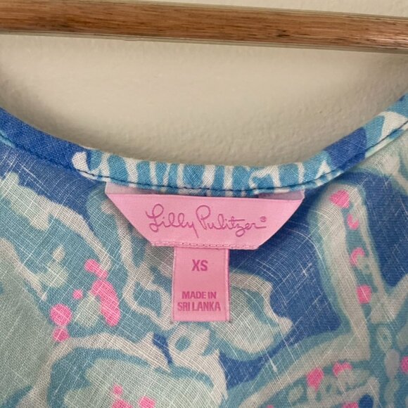 Lilly Pulitzer Patterson Linen Sleeveless Dress Into The Blue Size XS - Picture 3 of 6